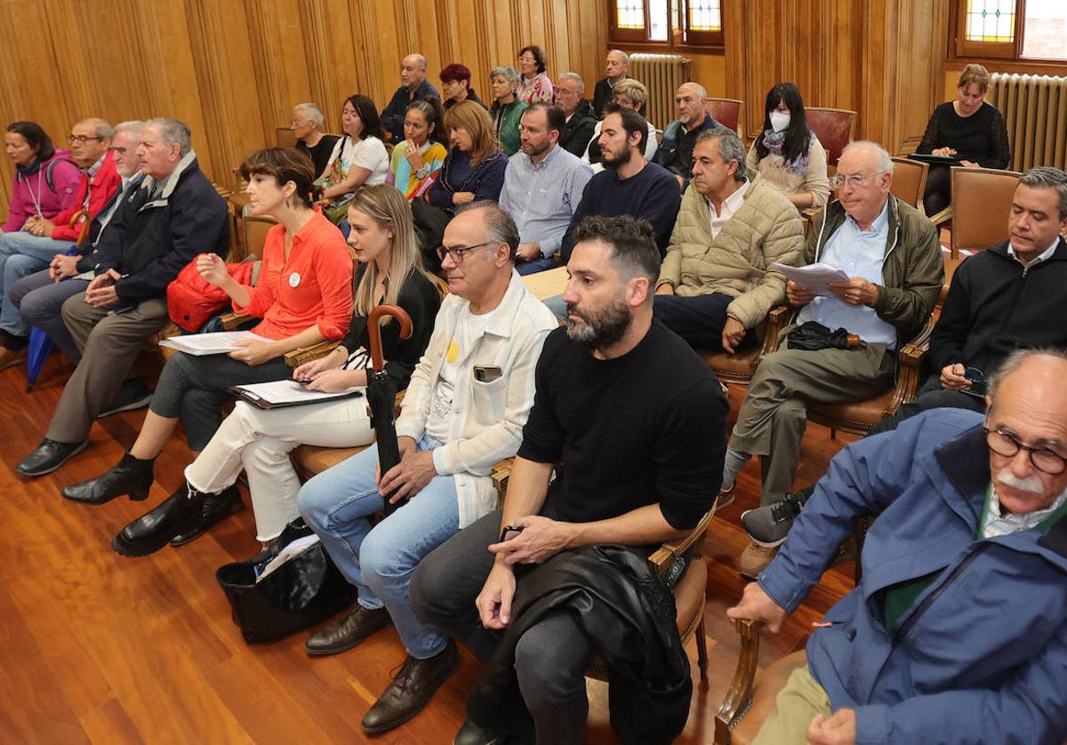 Vecinos vinculados a la plataforma de defensa de la Dársena, en el Pleno del 21 de septiembre.