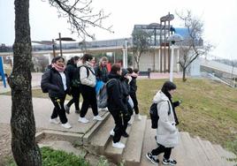 Un equipo de la segunda división juvenil de Madrid, este miércoles en Parquesol.