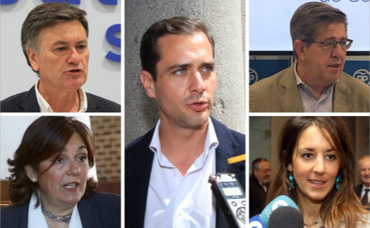 Francisco Vázquez, Beatriz Escudero, Pablo Pérez Coronado, Jesús Postigo y Raquel Fernández, últimos candidatos del PP a la Alcaldía de Segovia.