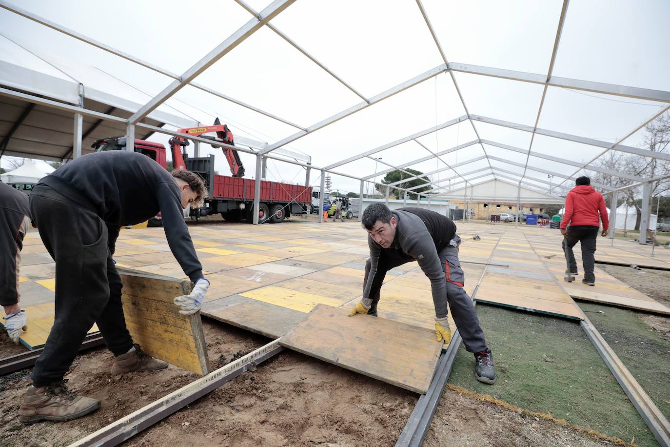 Instalación de la carpa principal de Pingüinos 2023