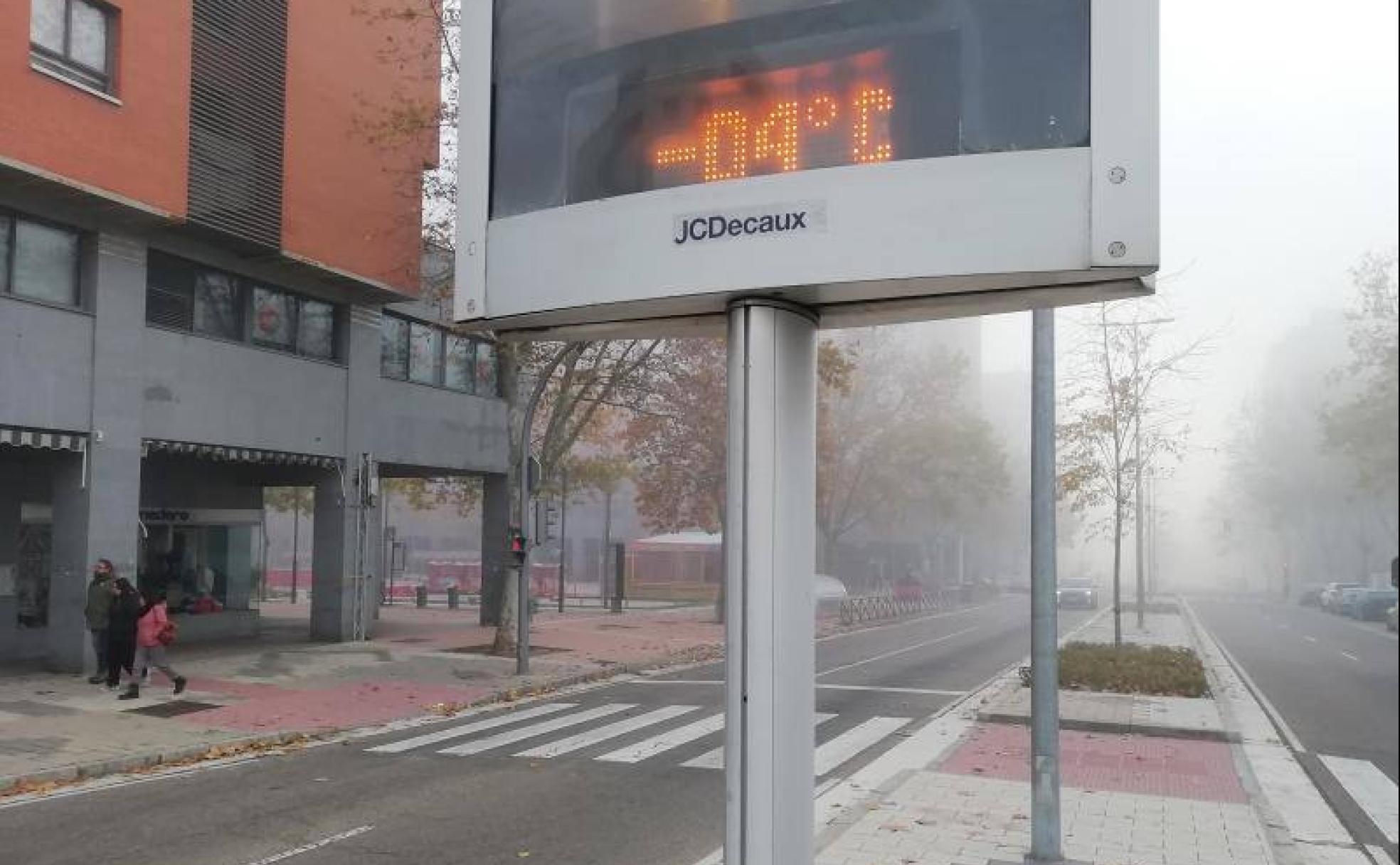 Un termómetro de la capital vallisoletana marca cuatro grados bajo cero, en diciembre del año pasado.