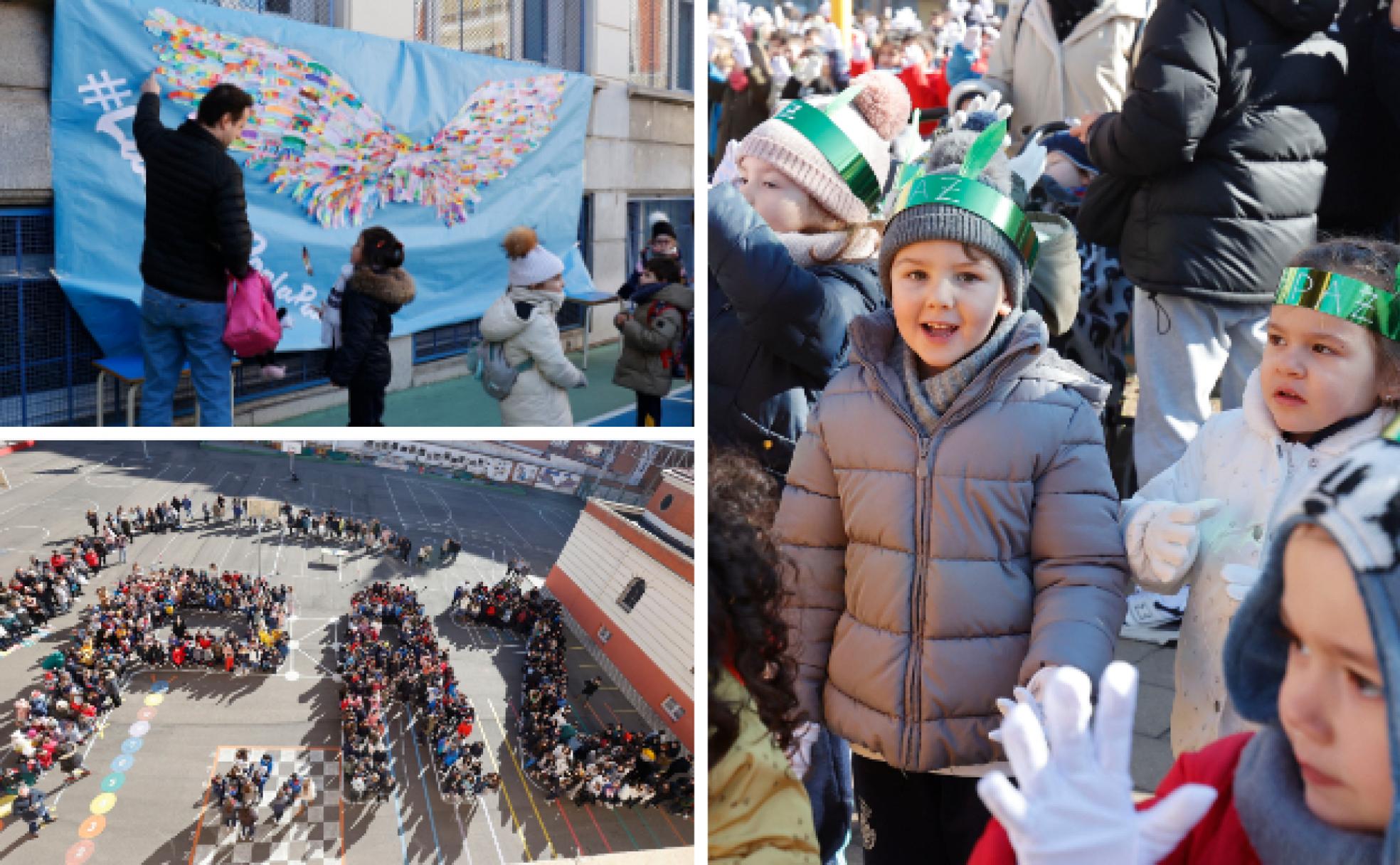 Celebración del Día de la Paz entre Dominicas y Carrechuquilla juntos, con detalle de Angelinas y La Salle. 