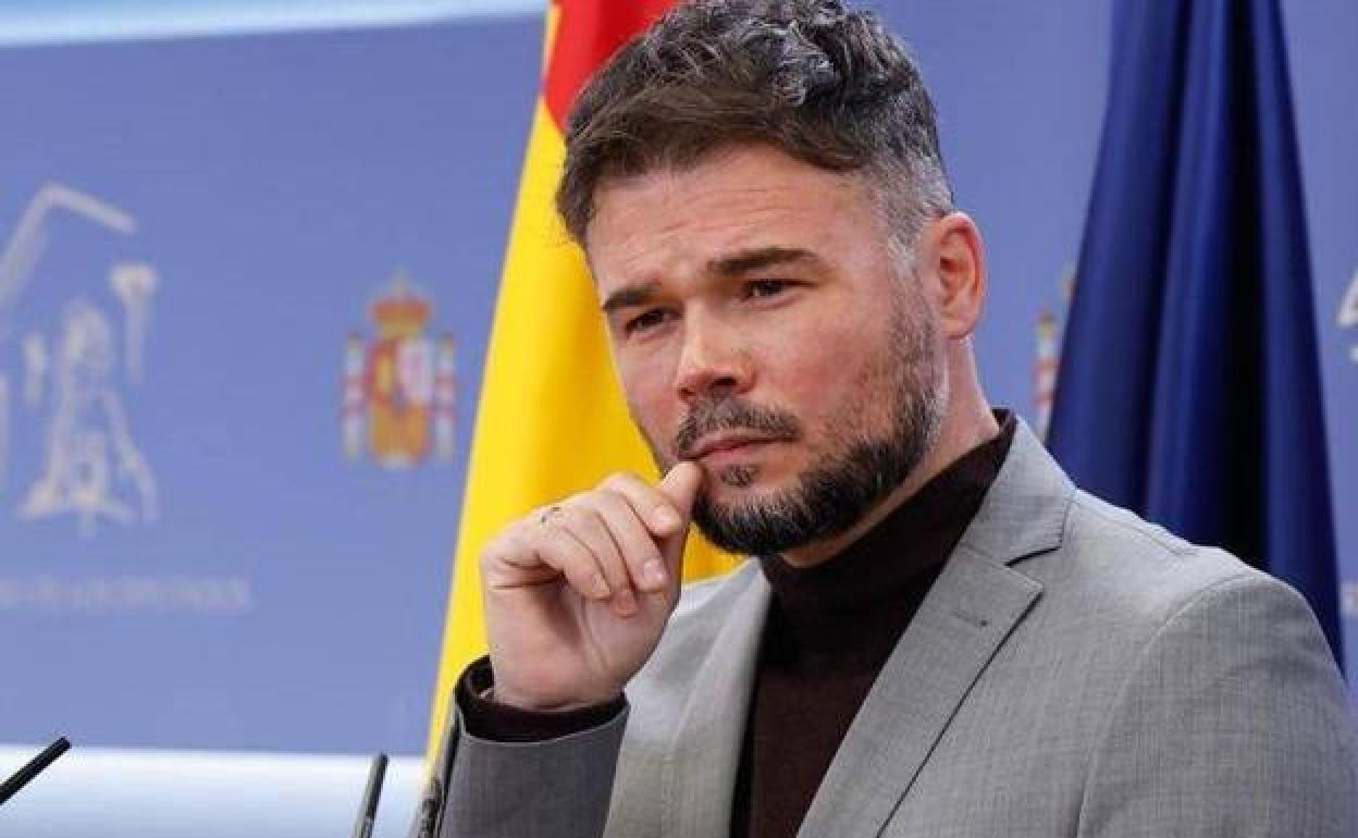 El portavoz parlamentario de ERC, Gabriel Rufián, este martes en el Congreso