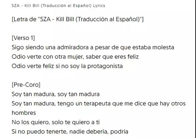 Algunos versos de la canción. 