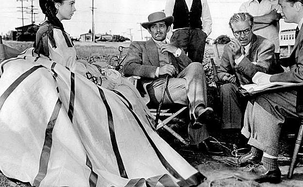 Un momento del rodaje de 'Lo que el viento se llevó'. 