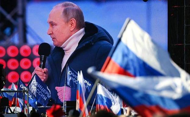 Putin, durante la conmemoración del octavo aniversario de la anexión de Crimea.