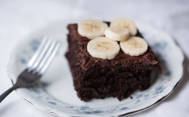 Bizcocho de chocolate y plátano