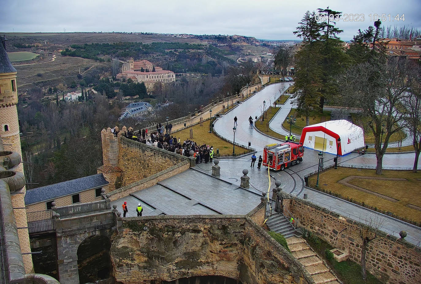 Simulacro de emergencias en el Alcázar de Segovia. ICAL Y EL NORTE