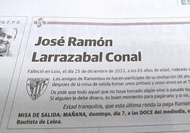 La viral esquela de un hincha del Athletic.