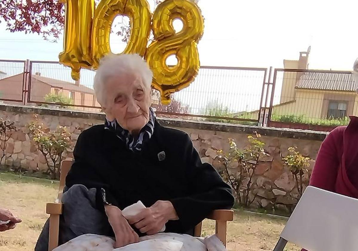 Agustina del Amo, durante la celebración de su 108 cumpleaños.