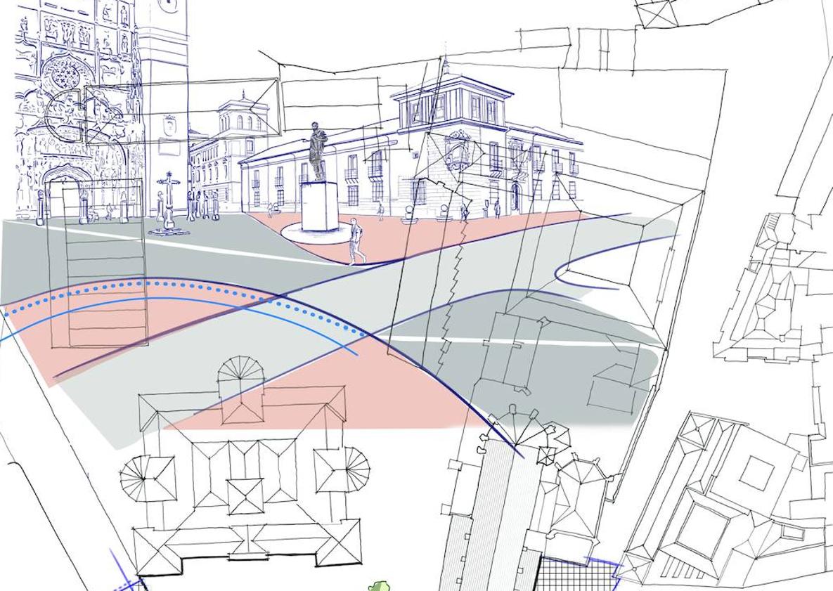 Imagen principal - Bocetos de la remodelación de las plazas de San Pablo, las Brígidas y San Miguel.