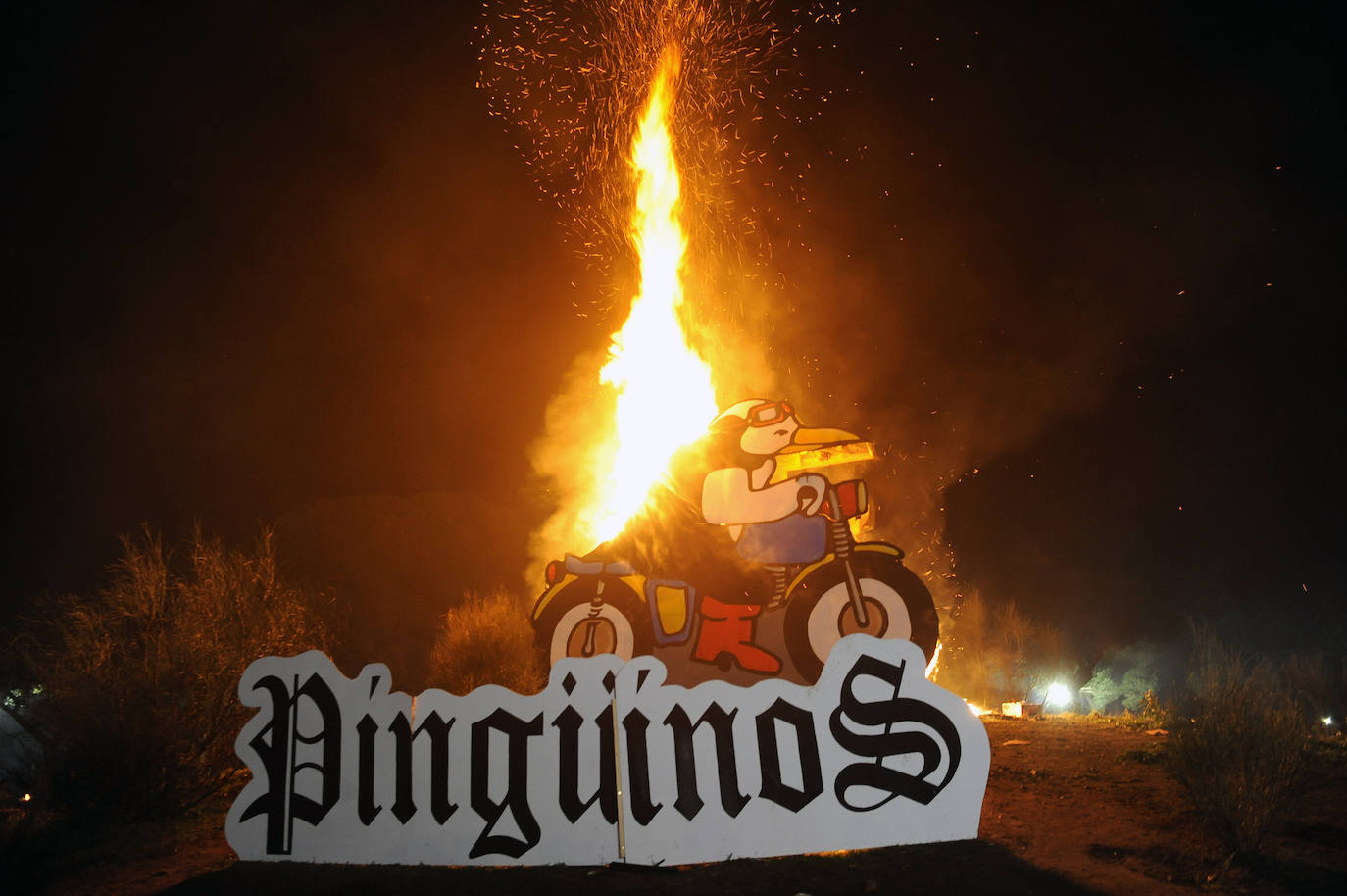 La quema de la falla de Pingüinos, un clásico de la concentración