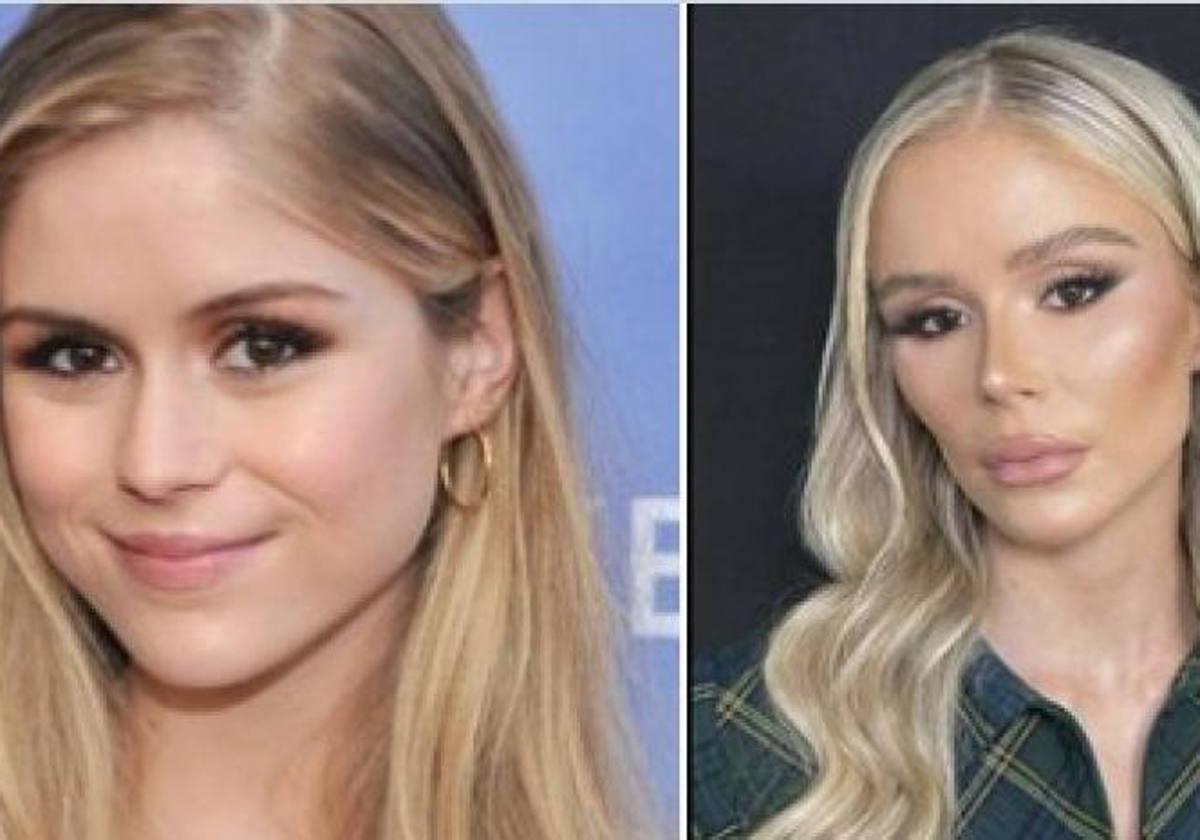 El antes (izda.) y después de la actriz Erin Moriarty.