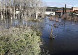 El río Eresma, desbordado a su paso por la zona de Los Lavaderos.