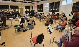 Ensayo de la Banda de Música en la Academia Claudio Prieto de los Jardinillos.