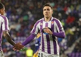 Joni Montiel, durante el partido Real Valladolid-Andorra.