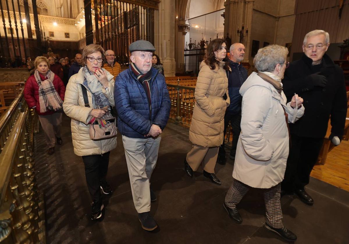 Visitantes en la Catedral de Palencia, este lunes.