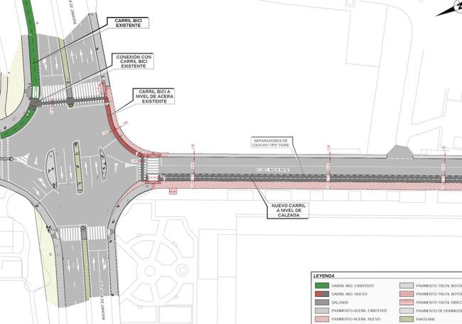 Mapa de las obras en la calle Arca Real.