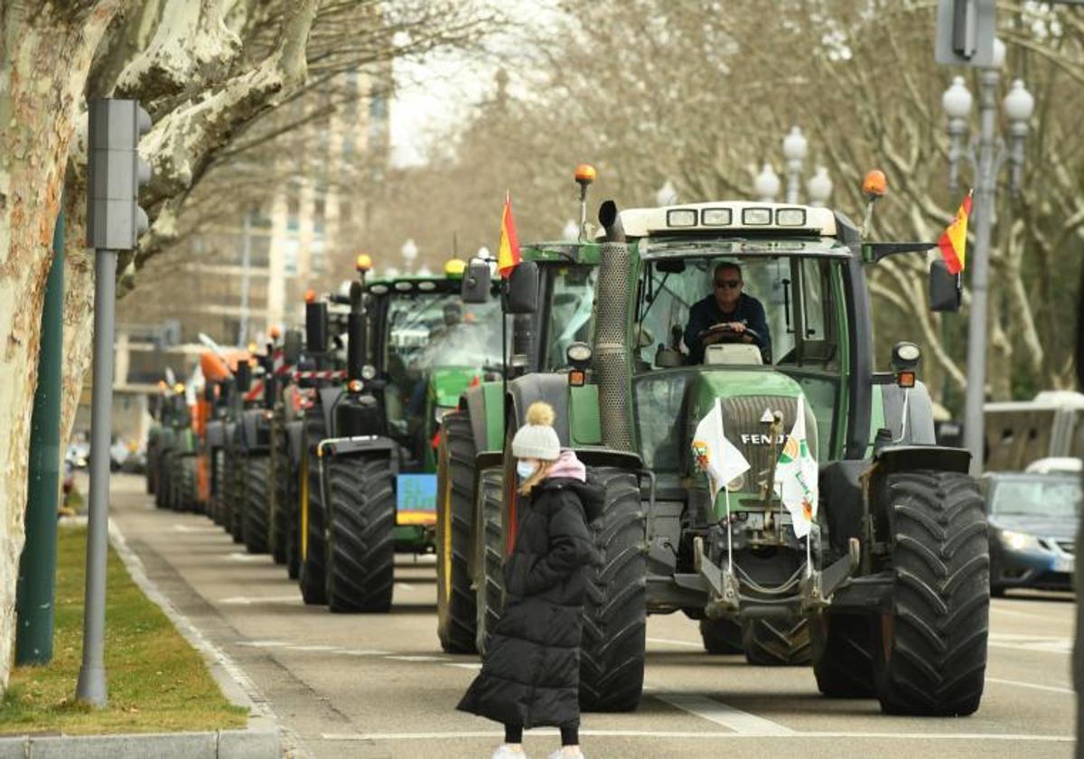 Tractorada celebrada en el centro de Valladolid.