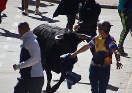 El Toro de Carnaval, durante el recorrido por las calles de Rioseco.