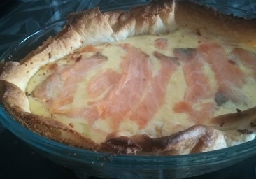 Pastel de puerro con salmón