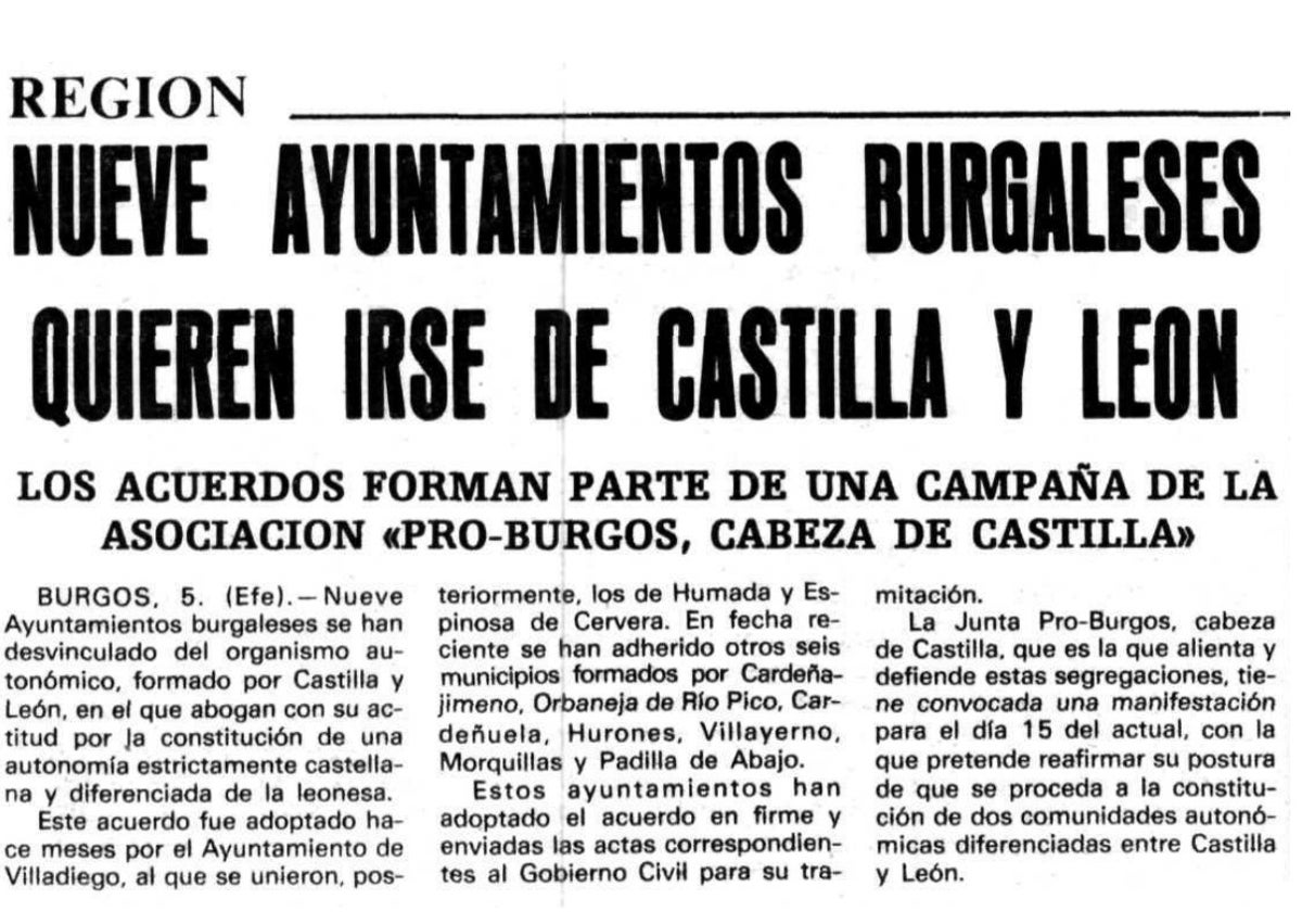 Imagen secundaria 1 - Arriba, José María Peña, alcalde de Burgos entre 1979 y 1992 e impulsor, junto a José María Codón (abajo), de la Junta Pro-Burgos Cabeza de Castilla. Noticia de El Norte de Castilla sobre la propuesta burgalesa de separarse de la autonomía.