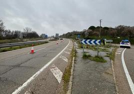 Trabajos en la calzada en la prolongación de la avenida de Burgos.