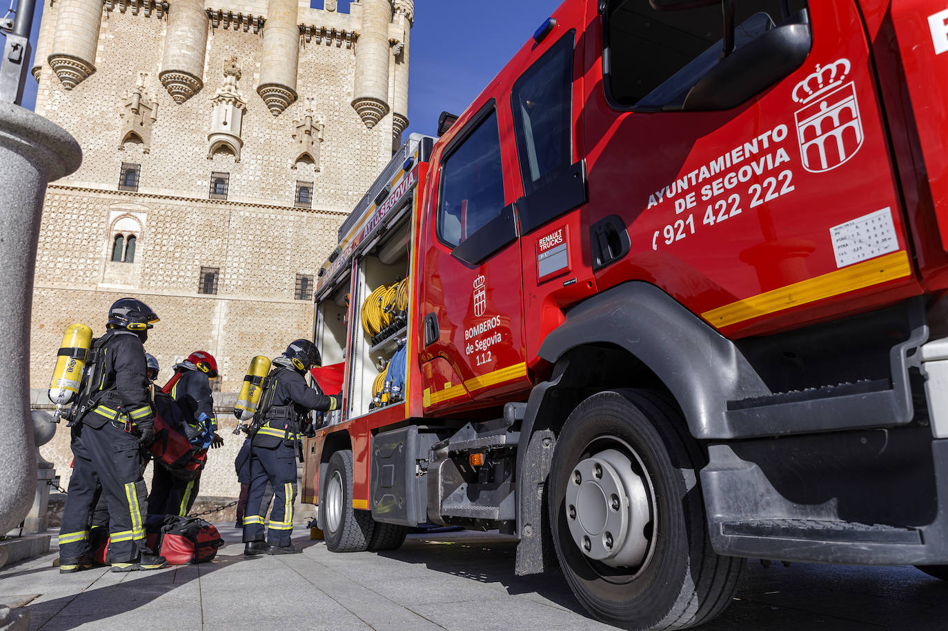 El incendio simulado en el Alcázar