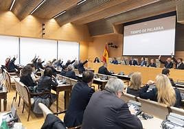 Votación en contra del acuerdo sobre la ley de amnistía, durante una Comisión de Justicia, en el Congreso de los Diputados.