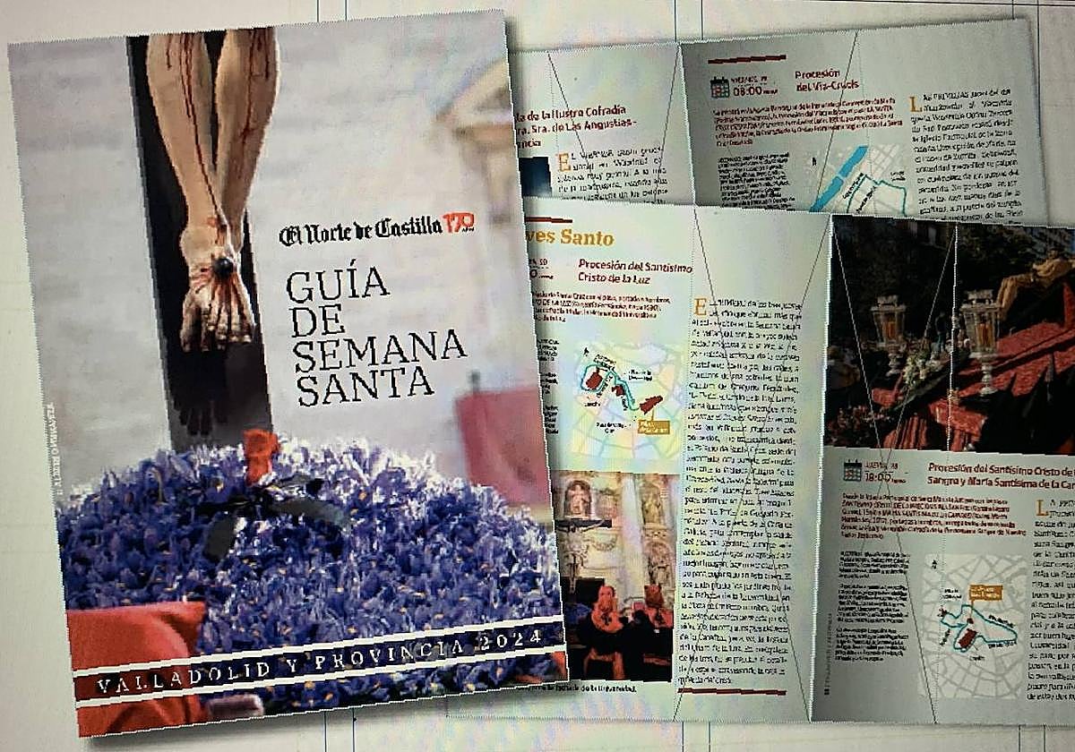 Portada y varias páginas interiores de la guía de Semana Santa de El Norte de Castilla.