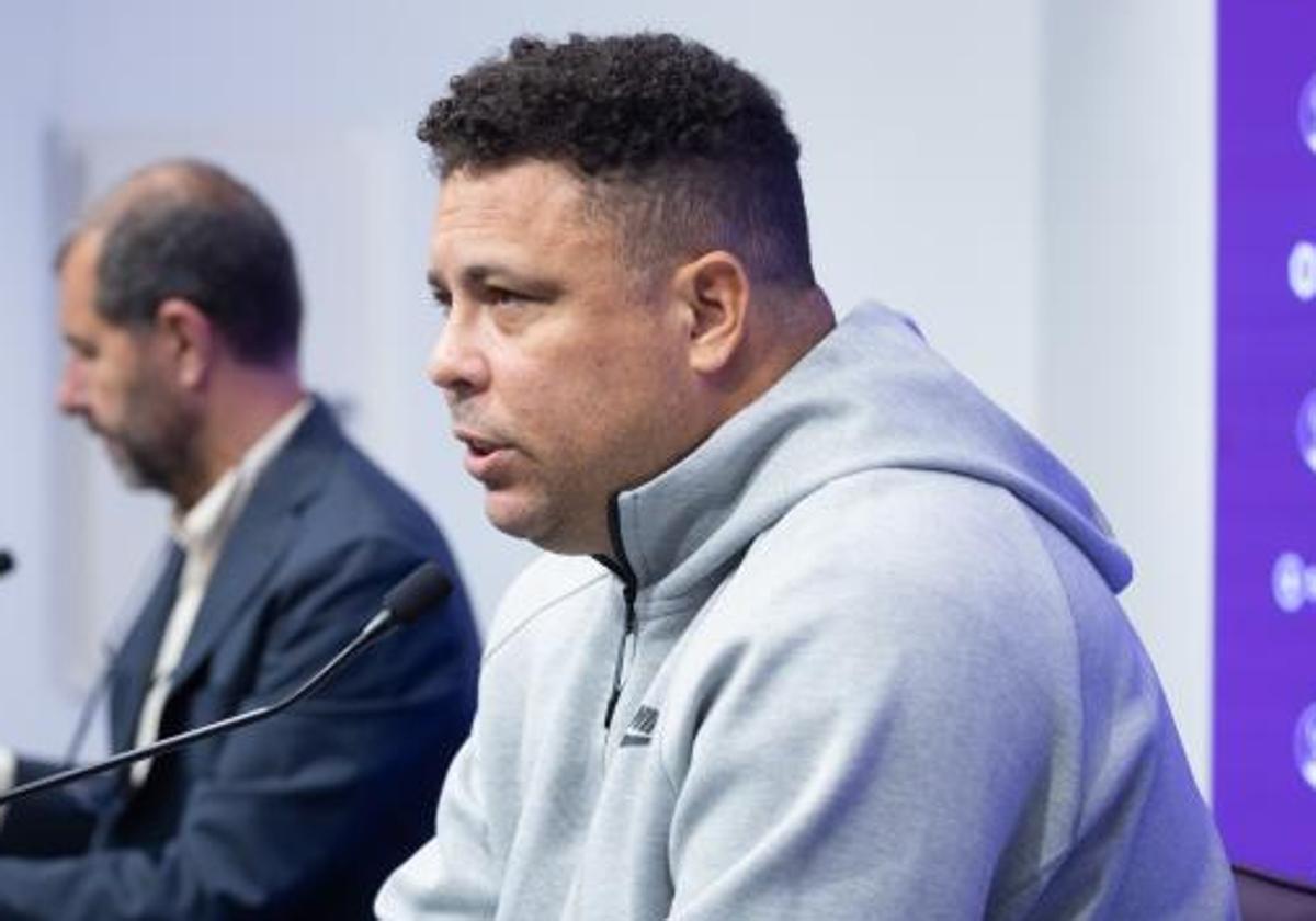 Ronaldo Nazário, durante la rueda de prensa que dio en Valladolid en junio de 2023 tras el descenso a Segunda División.