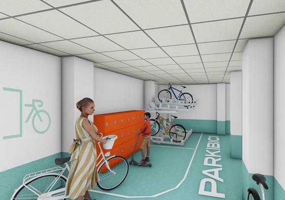 Recreación de una de las zonas de la futura estación para bicis de carga, que contará también con un aparcamiento de bicicletas.