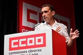 Viente Andres, secretario general de Comisiones Obreras de Castilla y León, durante un acto del sindicato.