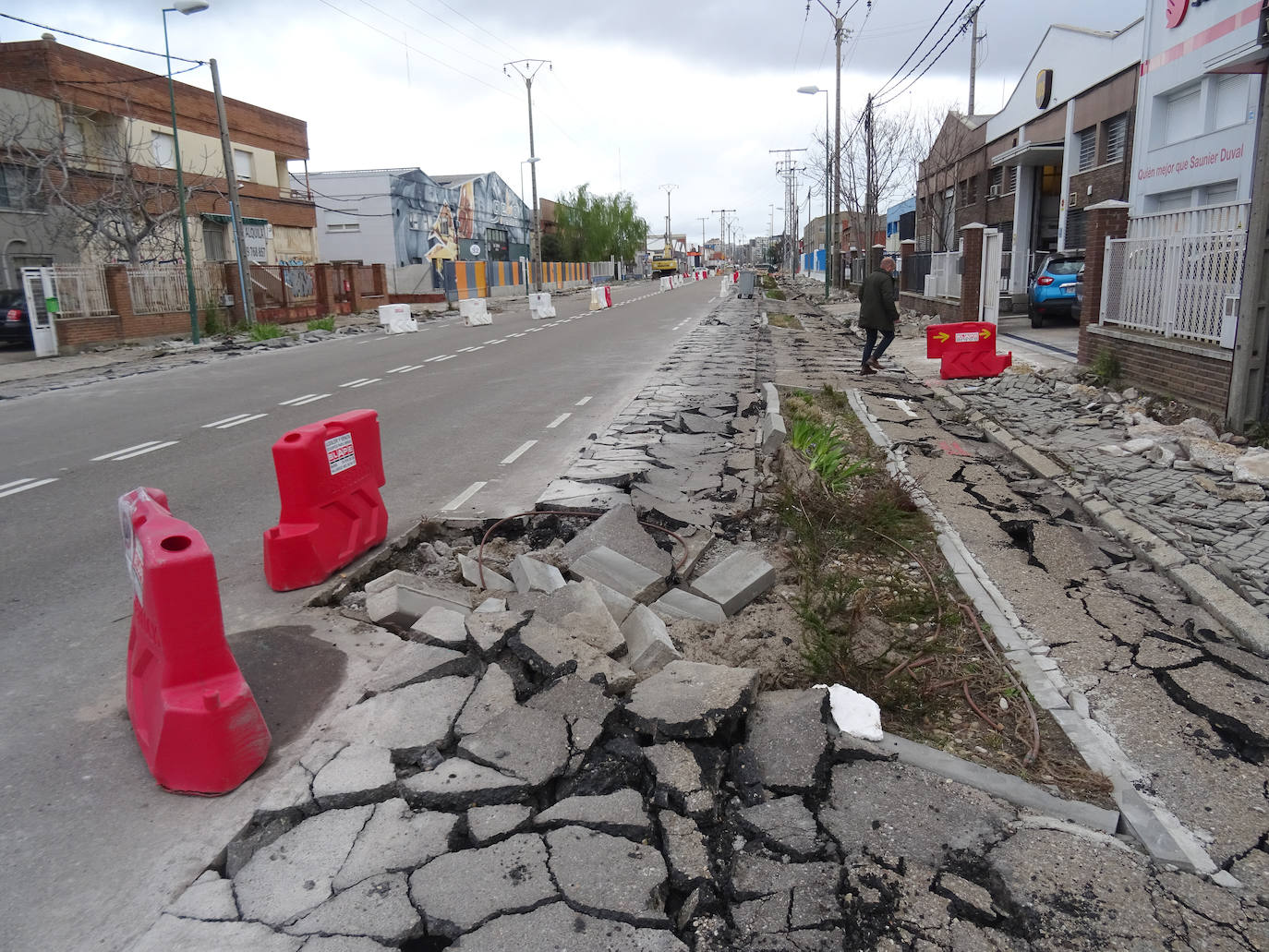 Obras en la Avenida Norte de Castilla en Valladolid