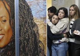 Compañeros de Teresa Rodríguez asistiendo a la exposición de 'La vida de Teresa' en la Facultad de Enfermería de Valladolid.