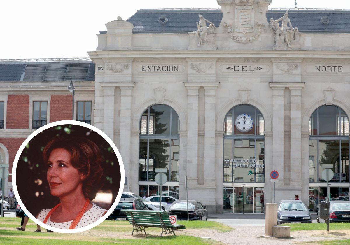 La estación Campo Grande de Valladolid y en el círculo la actriz Concha Velasco.