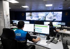 Centro de control del tráfico de la Policía Municipal de Valladolid, en una imagen de archivo.