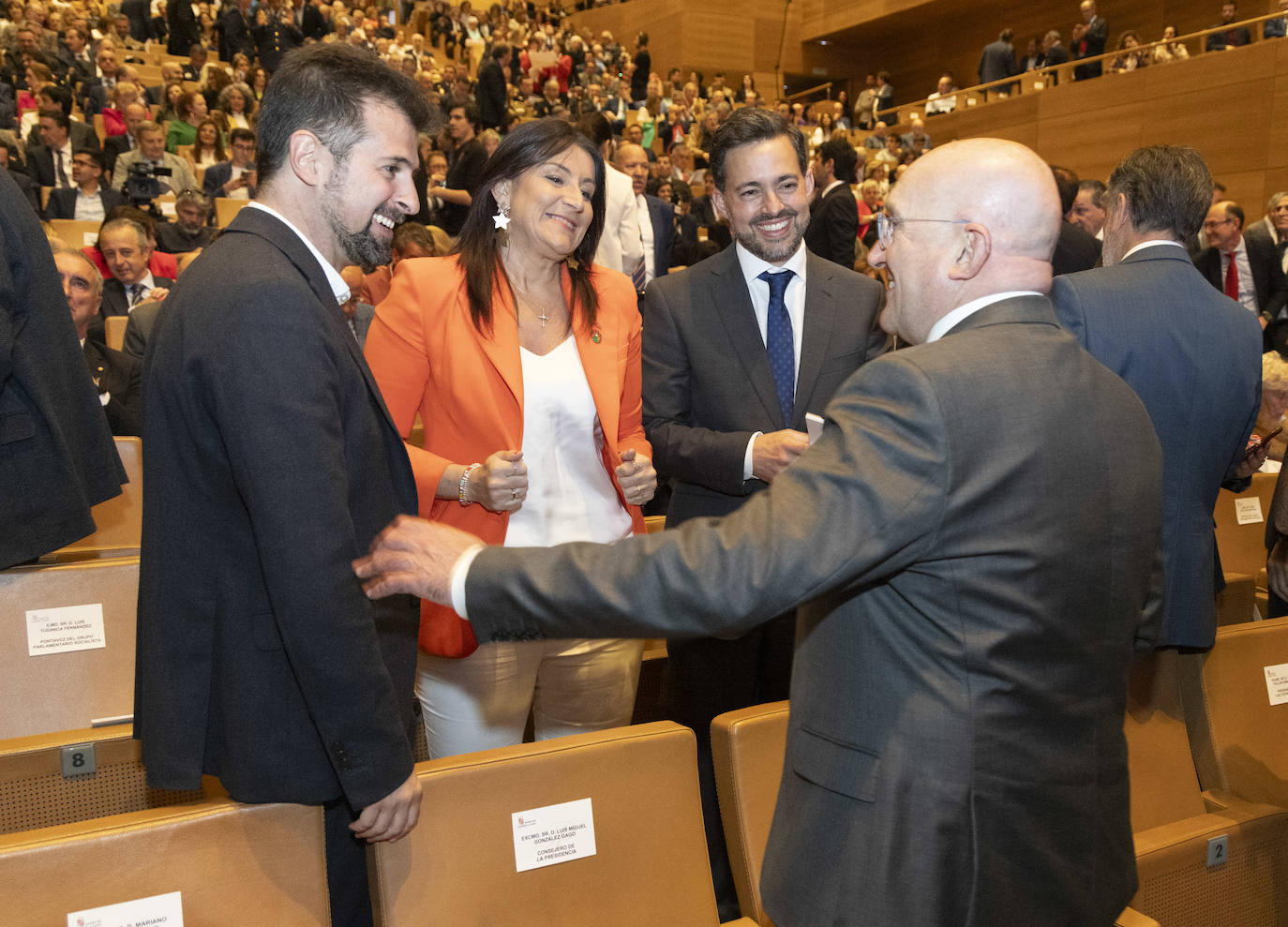 Luis Tudanca, Ana Sanchez, Diego Moreno y el alcalde de Valladolid, Jesús Julio Carnero. 