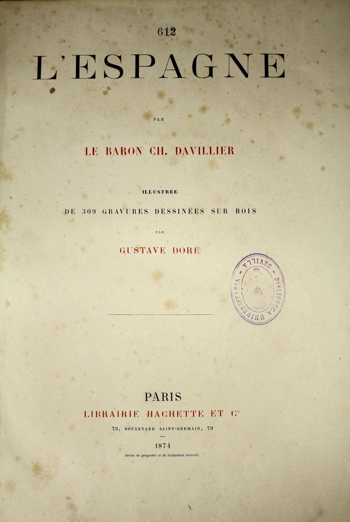 Portada de 'L`Espagne', de Charles Davillier y Gustave Doré.