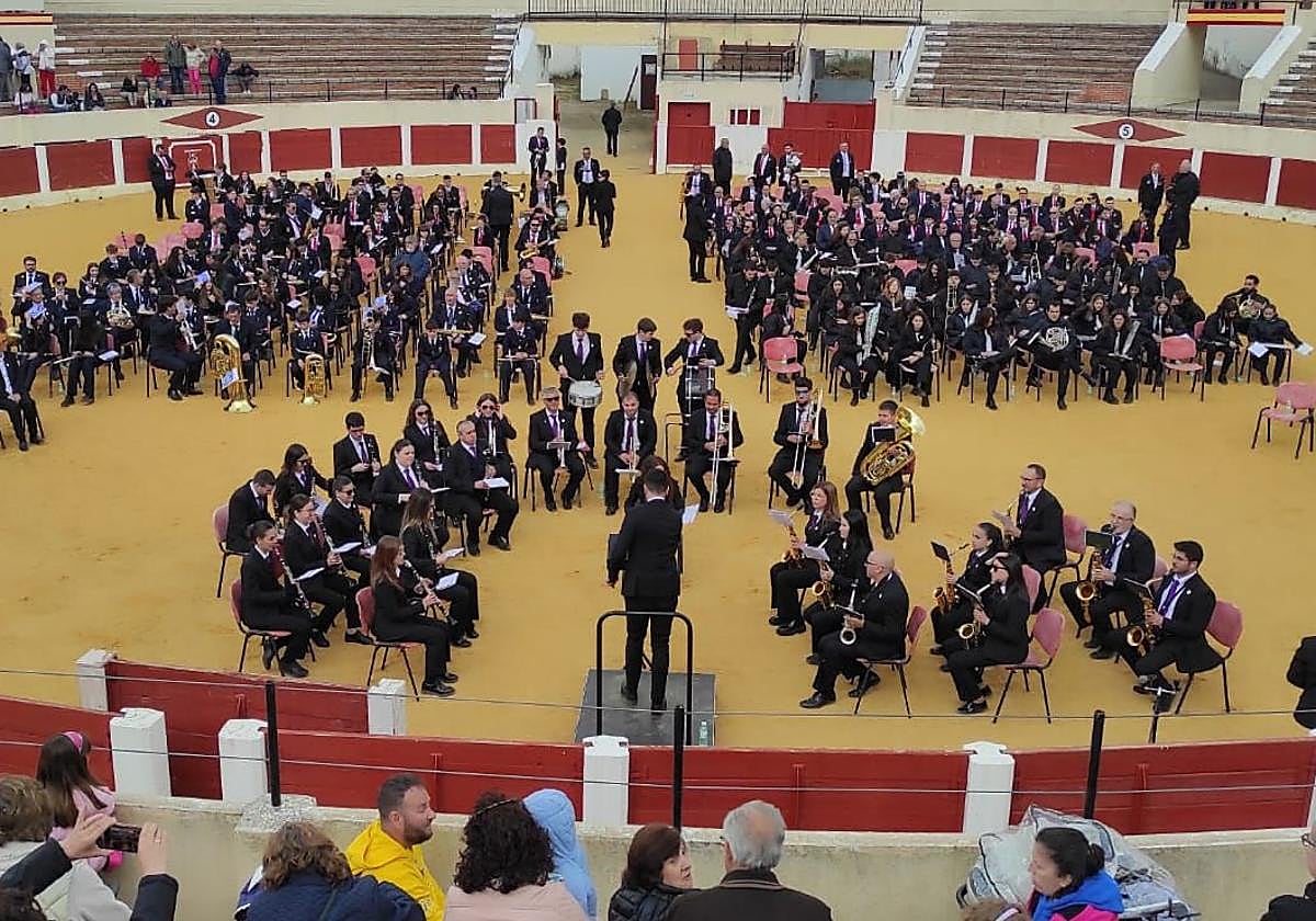 La Banda Municipal de Música de Coca, este domingo durante su actuación en el encuentro.
