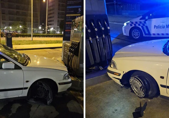 El vehículo, después del choque contra el surtidor de una gasolinera en Arca Real.