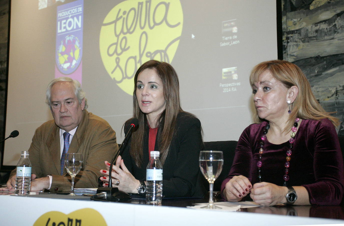 Febrero 2014. La consejera de Agricultura y Ganadería, Silvia Clemente en la inauguración de una jornada formativa para empresas agroalimentarias junto a la presidenta de la Diputación de León, Isabel Carrasco y al delegado territorial de la Junta, Guillermo García.