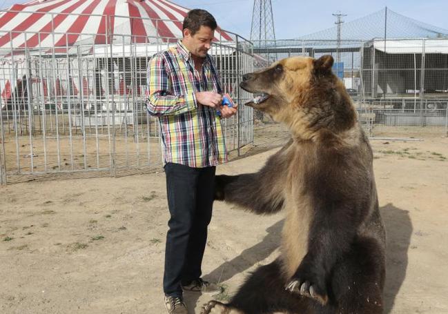 Tima, con su cuidador Pavel, fue la estrella del Circo Holiday, en 2015.