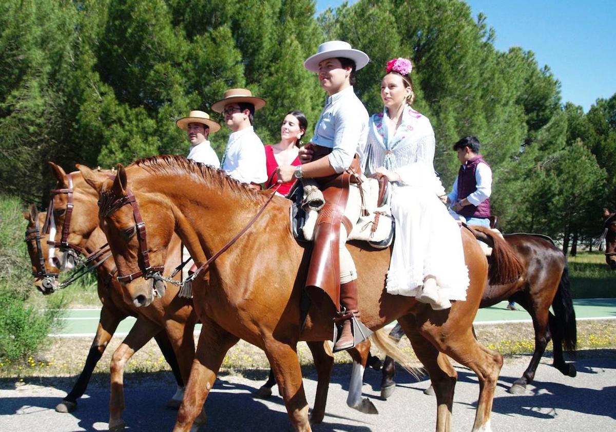 Imagen principal - Asistentes a la romería flamenca de Pedrajas.