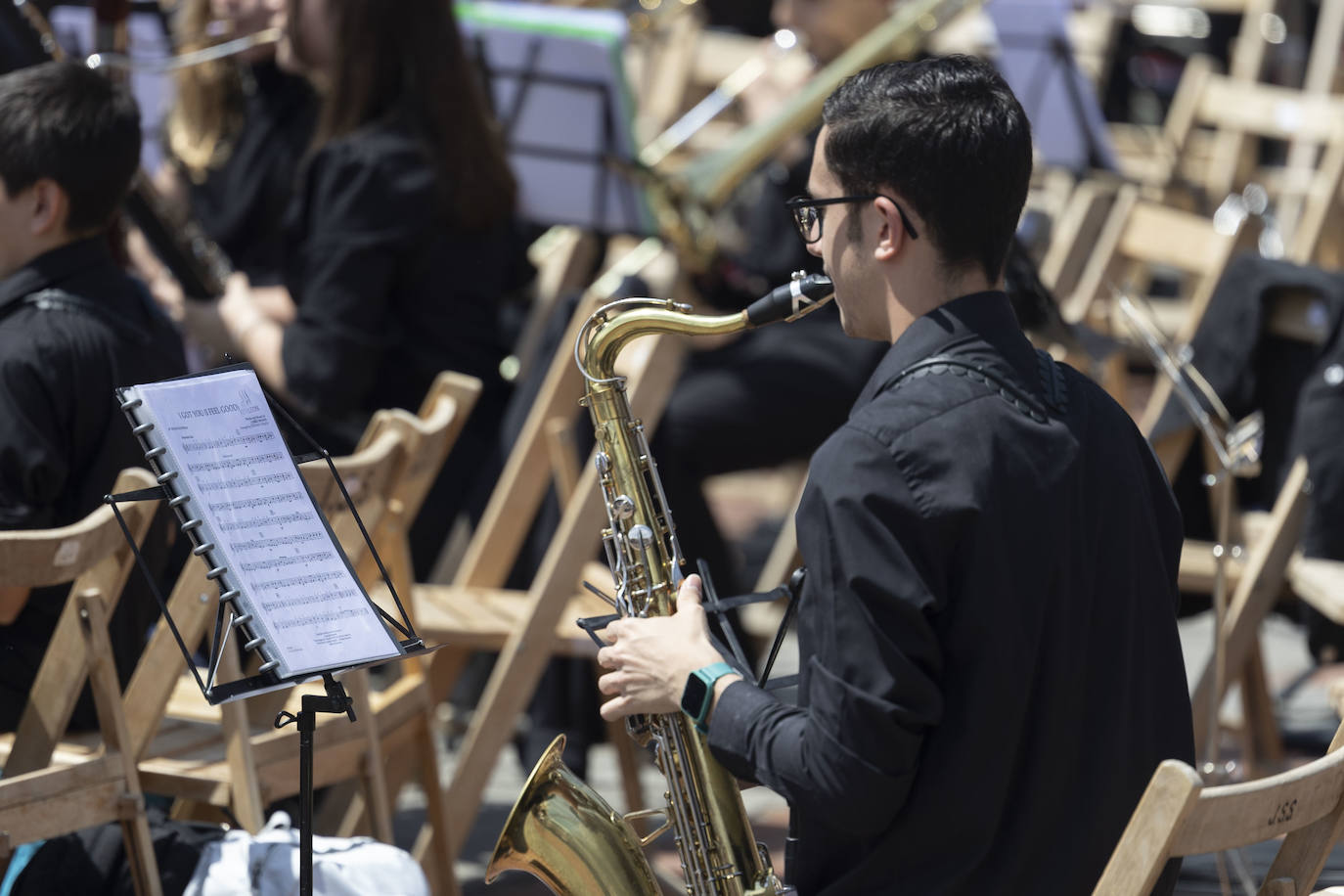 Concierto de los alumnos del conservatorio de Valladolid en la Plaza Mayor.