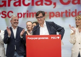 Salvador Illa en la sede del PSC.