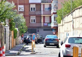 Obras en la calle Huertas de Valladolid.