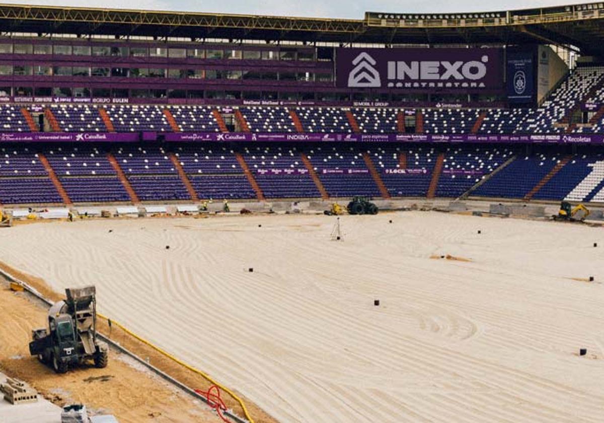 Obra de retirada del foso del estadio José Zorrilla en 2019 ejecutada por Inexo