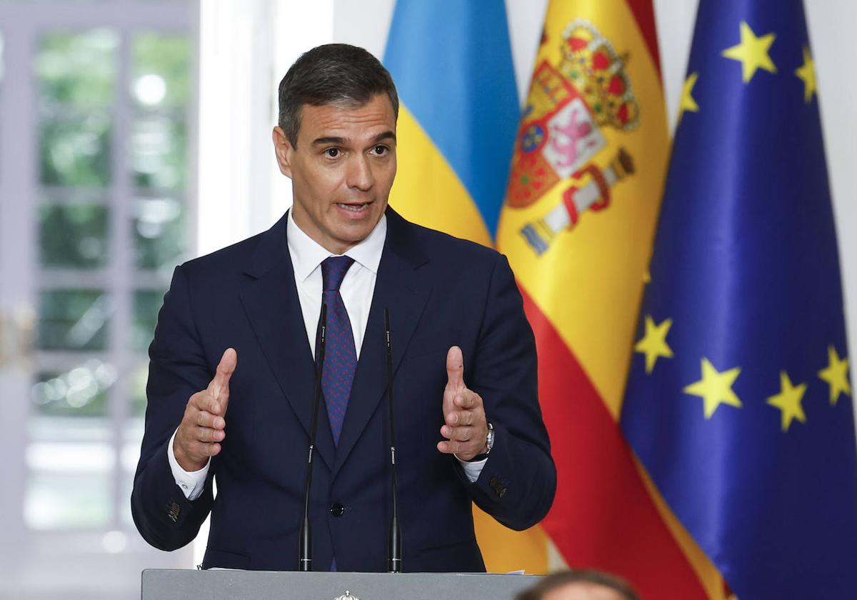 El presidente del gobierno, Pedro Sánchez, comparece en rueda de prensa.