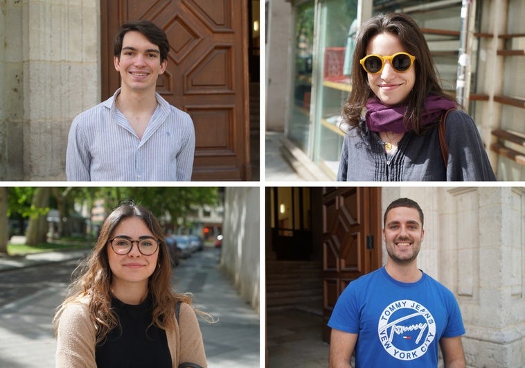 De izquierda a derecha y de arriba a abajo: Ignacio Moreno, Cristina Menéndez, Lucía Manrique y Javier Monedero, estudiantes universitarios.